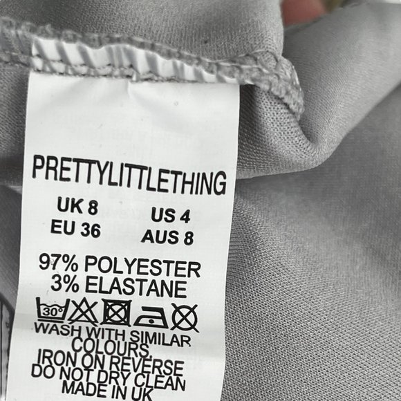 NWT PLT Pretty Little Thing Shape Gray Crepe Curved Hem Corset Crop Top - Picture 5 of 5